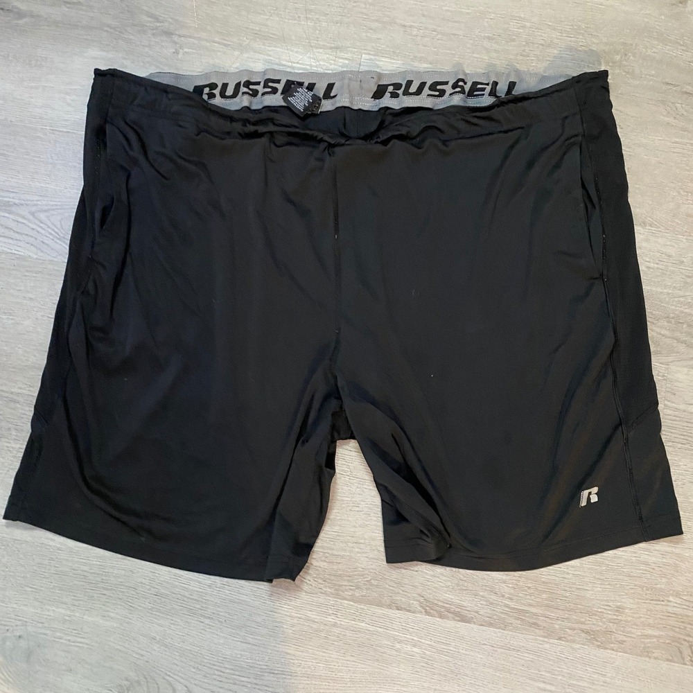 Russell Athletic Shorts Mens XL Black Dri-Power 360 Performance Mesh Pockets